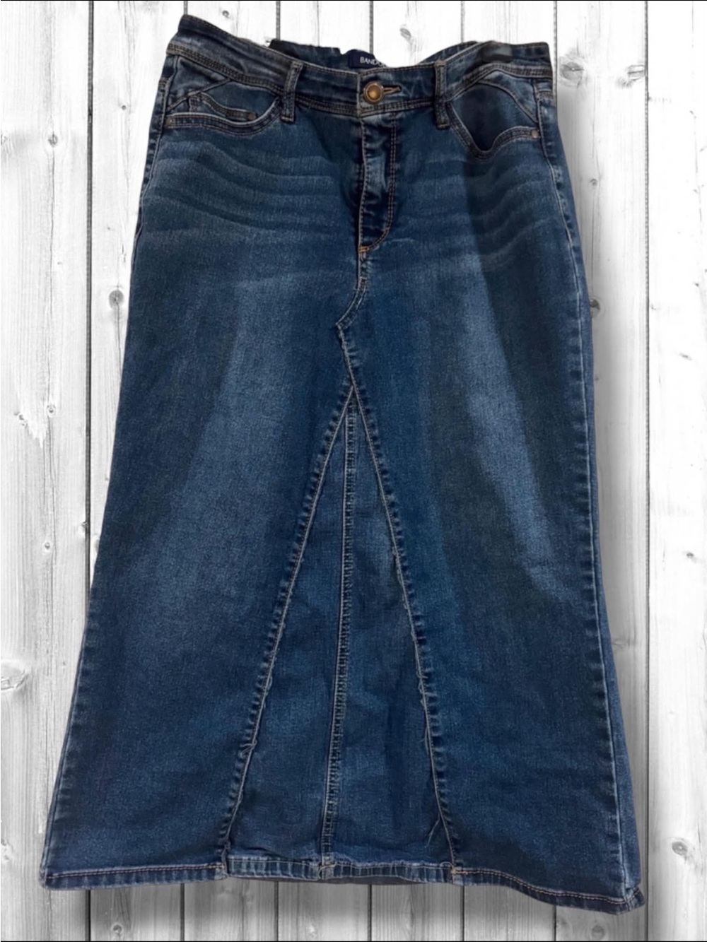 Bandolino Dark Blue Denim Flare Skirt